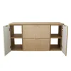 A front view of a wooden washstand cabinet with two doors and two drawers, against a white background. Podgląd zdjęcia produktu