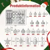 A product information graphic showcasing a set of Christmas ornaments, with dimensions and quantities indicated. Voir les images du produit