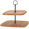 Etagere 2 Ebenen 25x25xH23,5cm Bambus/Metall in 2 Modellen, Produktbild-Vorschau 1