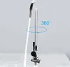 A chrome faucet with water flowing from it, against a light gray and white background. A circular arrow graphic indicates 360-degree rotation. Produktbild-Vorschau