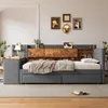 Wielofunkcyjne łóżko dzienne 90x200 w stylu lnianym: Podgląd zdjęcia produktu 6