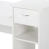 Close-up of a white desk with a drawer and shelves. Produktbild-Vorschau