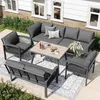 Merax Garten-Lounge-Set mit großem Tisch in Holzoptik, Produktbild-Vorschau 2