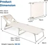 Product dimensions and specifications for a foldable lounge chair. Produktbild-Vorschau
