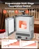 A programmable multi-stage temperature control furnace with a cup inside, shown with accompanying graphs illustrating temperature control stages. Podgląd zdjęcia produktu