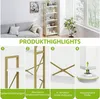 A living room scene with a couch and a bookshelf, followed by close-up images highlighting product features. Produktbild-Vorschau