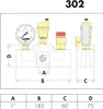 A technical drawing of a Caleffi safety group with dimensions and a table of measurements. Anteprima dell’immagine prodotto