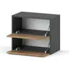 STIV Möbel | Schuhschrank mit Klappen | Grau Matt / Eiche Produktbild-Vorschau 2