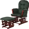 A green corduroy glider chair and ottoman set on a white background. Podgląd zdjęcia produktu