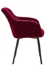 A side view of a red armchair with black legs against a white background. Produktbild-Vorschau