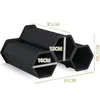 A black plastic wine rack with hexagonal compartments, shown with dimensions indicated by overlaid text. Produktbild-Vorschau