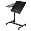 A black, adjustable laptop stand with wheels, shown against a white background. Náhľad obrázku produktu