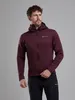 Mann trägt einen burgunderfarbenen Fury Lite Hoodie von Montane; mit Reißverschluss und Kapuze; in neutralem Hintergrund. Produktbild-Vorschau