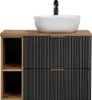 Waschtisch 80.6cm Adriel mit 2 Schubladen, Schwarz Produktbild-Vorschau 3