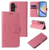 Collage of a pink floral butterfly embossed flip phone case for a Samsung Galaxy A15 / A15 5G, showing different angles and features. Produktbild-Vorschau