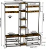 A diagram showing the dimensions and weight capacity of a coat rack with shelves. Podgląd zdjęcia produktu