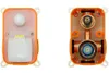 Two views of a shower valve and its housing, one showing the internal components and the other showing the housing with a level. Produktbild-Vorschau
