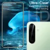 A marketing image showing a smartphone screen protector with a jellyfish background and a close-up of a phone's camera module. Produktbild-Vorschau