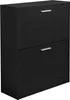 A black shoe cabinet with two flip-down doors. Náhled obrázku produktu
