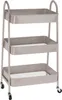 Beiges 3-stöckiges Metallregal auf Rädern 44x31,5x78,5 cm Produktbild-Vorschau 7
