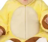 Close-up of a baby wearing a yellow plush costume with a beige belly patch. Voir les images du produit