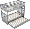 A gray bunk bed with a pull-out trundle bed, shown from a slightly elevated side angle on a white background. Anteprima dell’immagine prodotto
