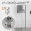 A product image showing a freestanding mailbox stand with included mounting hardware, presented with text overlays and a close-up detail. Náhled obrázku produktu