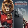 A marketing image showing a phone with a camera lens protector, featuring a stylized lion character and promotional text. Náhled obrázku produktu