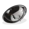 A black grill lid is shown from a top-down perspective, angled to the right, against a white background. Produktbild-Vorschau