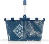 A blue and white bandana-patterned shopping basket with a white handle. Produktbild-Vorschau