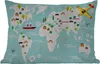 MuchoWow® Outdoor Kissen - Weltkarte - Kinder - Flugzeug - Produktbild-Vorschau 1