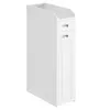 A white, narrow storage cabinet with two drawers and a cabinet door, set against a white background. Náhled obrázku produktu