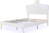 A white bed frame with a crown-shaped headboard and LED lighting. Náhľad obrázku produktu