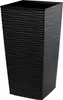 A tall, square, black planter with a textured surface. Náhľad obrázku produktu