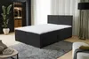 A black boxspring bed with a white mattress and headboard is shown in a modern bedroom setting. Produktbild-Vorschau
