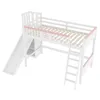 A white loft bed with a pink trim and a slide, shown from a diagonal angle against a white background. Anteprima dell’immagine prodotto