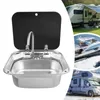 Klappbares Edelstahl Wohnmobil Waschbecken mit Glasdeckel, Produktbild-Vorschau 2