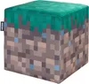 A cube-shaped ottoman with a Minecraft grass block design. Podgląd zdjęcia produktu