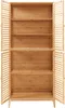 An open wooden cabinet with shelves. Produktbild-Vorschau