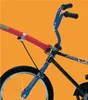 A close-up view of a bicycle's handlebars and front fork. Podgląd zdjęcia produktu