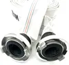 A close-up view of a white fire hose with silver couplings. Náhled obrázku produktu