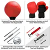 A collage of images showing different aspects and features of a boxing stand and accessories. Produktbild-Vorschau