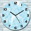 Wanduhr aus Glas Rund fi 30 Blaue Fensterblätter Quarz Deko Produktbild-Vorschau 1