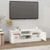 A white TV stand with a television mounted above it, in a room with white walls and a light-colored rug. Náhľad obrázku produktu