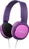 A pair of purple and pink Philips headphones against a white background. Produktbild-Vorschau
