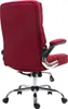 The back view of a red office chair with a silver base and wheels. Produktbild-Vorschau