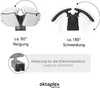 Diagrams showing the adjustable angles of an outdoor light fixture and an accessory for corner installation. Produktbild-Vorschau