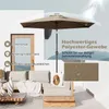 An outdoor patio scene with a beige umbrella and seating. Náhled obrázku produktu