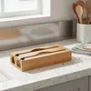 Relaxdays Folienspender, 2 Rollen, Schublade, Bambus, Produktbild-Vorschau 2