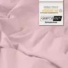 A close-up of pink fabric with a label showing certifications and brand information. Produktbild-Vorschau